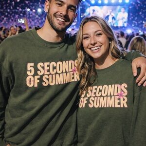 5 Seconds of Summer Sweatshirt Green 5SOS Tour Crewneck XL Tour Merch City Tour